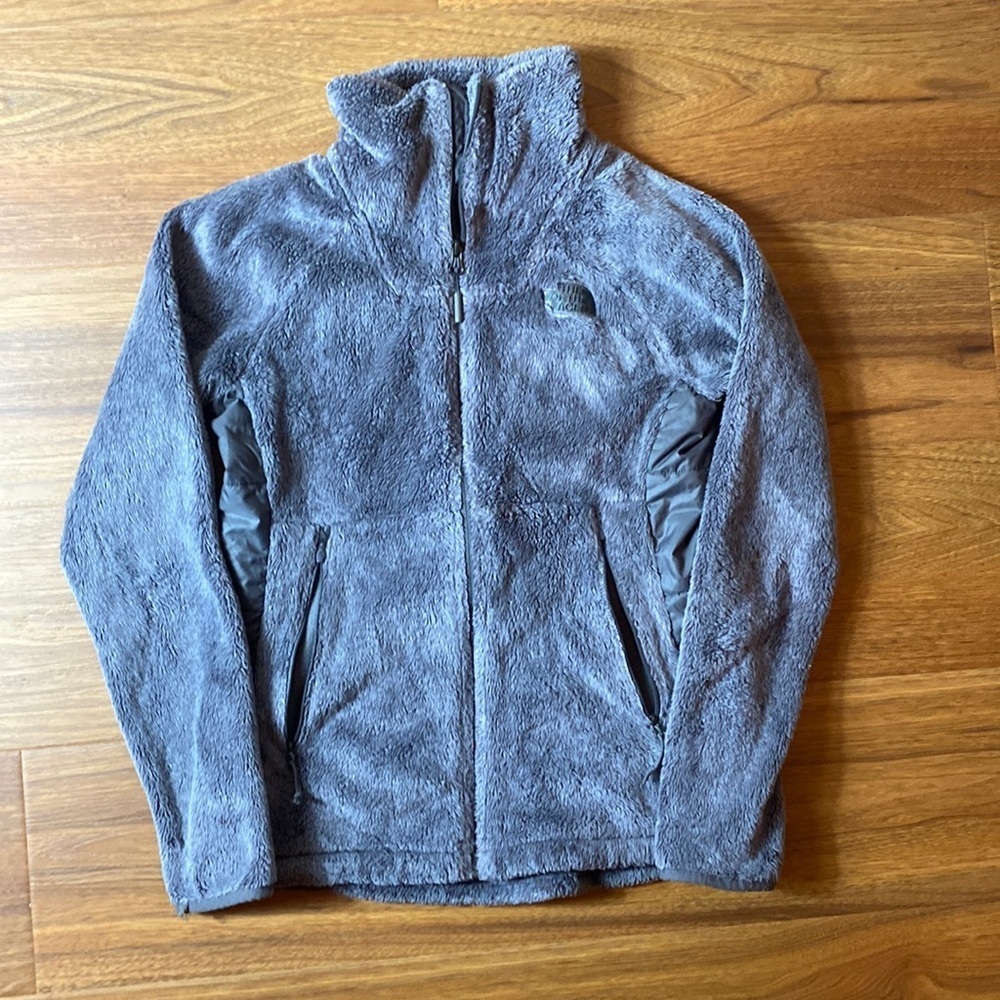 The North Face women’s small purple fur zip up jacket
